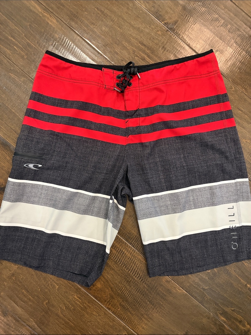 O'Neill Stripe Board Shorts with zipper pocket